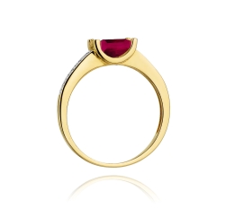 Pierścionek zaręczynowy z żółtego złota z rubinem i diamentami 0,03ct Fire Of Love BW-105-rubin