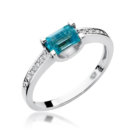 Przejdź do produktu Pierścionek zaręczynowy z białego złota z topazem i diamentami 0,03ct Fire Of Love