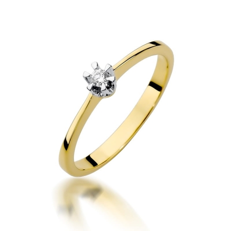 Przejdź do produktu Pierścionek zaręczynowy z żółtego złota z diamentem 0,04ct Fire Of Love
