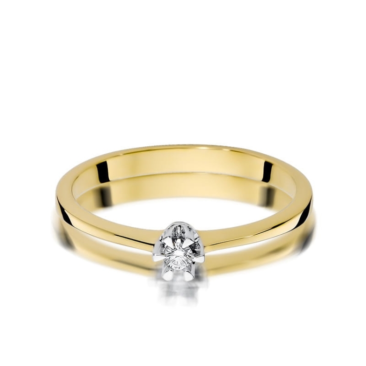 Pierścionek zaręczynowy z żółtego złota z diamentem 0,04ct Fire Of Love BW-111-0,04ct