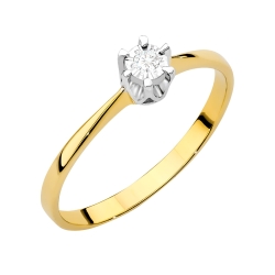 Pierścionek zaręczynowy z żółtego złota z diamentem 0,03ct Fire Of Love BW-111T