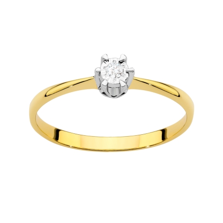 Przejdź do produktu Pierścionek zaręczynowy z żółtego złota z diamentem 0,03ct Fire Of Love 