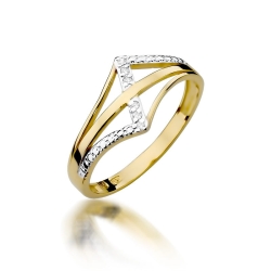Pierścionek zaręczynowy z żółtego złota z diamentami 0,03ct Fire Of Love BW-114