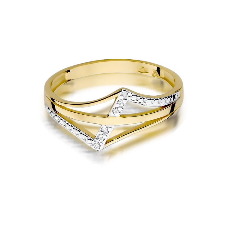 Pierścionek zaręczynowy z żółtego złota z diamentami 0,03ct Fire Of Love BW-114
