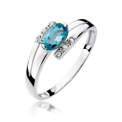 Pierścionek zaręczynowy z białego złota z topazem i diamentami 0,05ct Fire Of Love BW-119-topaz-b