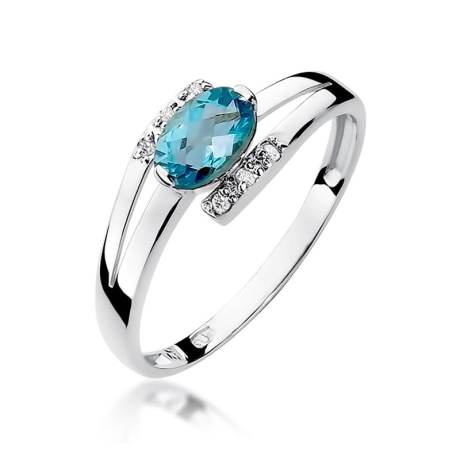 Przejdź do produktu Pierścionek zaręczynowy z białego złota z topazem i diamentami 0,05ct Fire Of Love