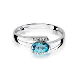 Pierścionek zaręczynowy z białego złota z topazem i diamentami 0,05ct Fire Of Love BW-119-topaz-b