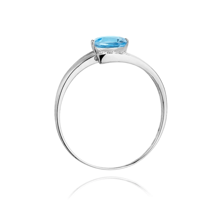 Pierścionek zaręczynowy z białego złota z topazem i diamentami 0,05ct Fire Of Love BW-119-topaz-b