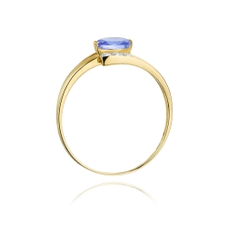 Pierścionek zaręczynowy z żółtego złota z tanzanitem i diamentami 0,05ct Fire Of Love BW-119-tanzanit