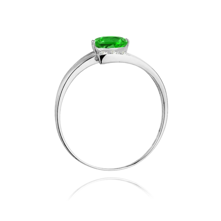Pierścionek zaręczynowy z białego złota z szmaragdem i diamentami 0,05ct Fire Of Love  BW-119-szmaragd-b