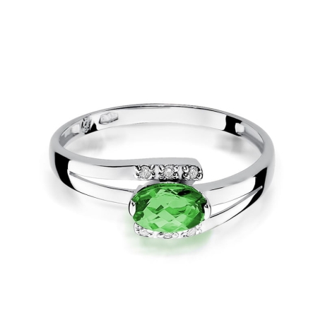 Przejdź do produktu Pierścionek zaręczynowy z białego złota z szmaragdem i diamentami 0,05ct Fire Of Love 