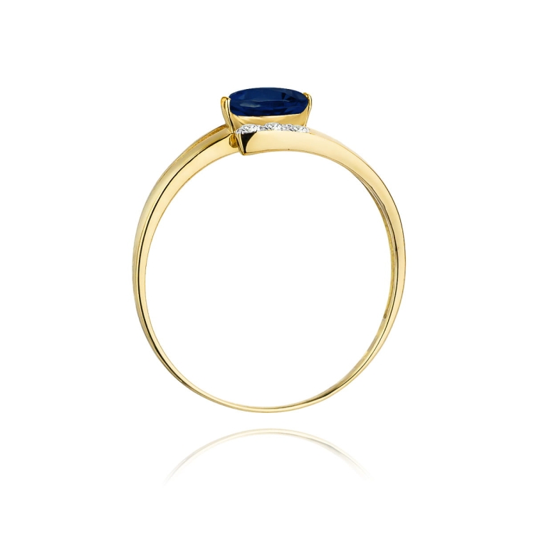 Pierścionek zaręczynowy z żółtego złota z szafirem i diamentami 0,05ct Fire Of Love BW-119-szafir