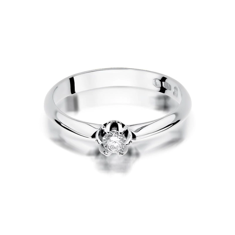Pierścionek zaręczynowy z białego złota z diamentem 0,10ct Fire Of Love BW-134-b