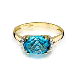 Pierścionek zaręczynowy z żółtego złota z topazem i diamentami 0,04ct Fire Of Love BW-148-topaz
