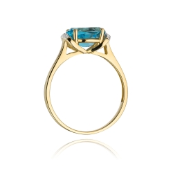 Pierścionek zaręczynowy z żółtego złota z topazem i diamentami 0,04ct Fire Of Love BW-148-topaz