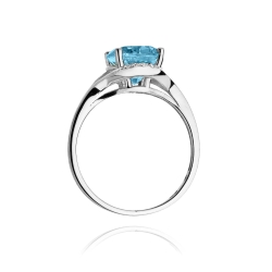 Pierścionek zaręczynowy z białego złota z topazem i diamentami 0,04ct Fire Of Love BW-150-topaz-b