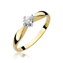 Pierścionek zaręczynowy z żółtego złota z diamentem 0,12ct Fire Of Love  BW-171