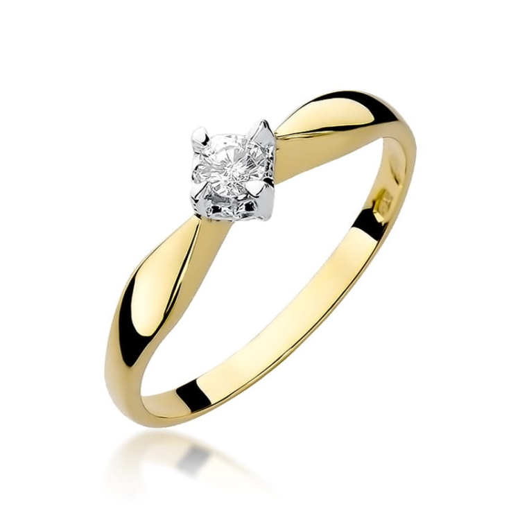 Pierścionek zaręczynowy z żółtego złota z diamentem 0,12ct Fire Of Love  BW-171