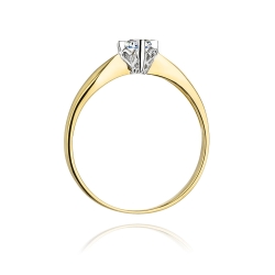 Pierścionek zaręczynowy z żółtego złota z diamentem 0,12ct Fire Of Love  BW-171
