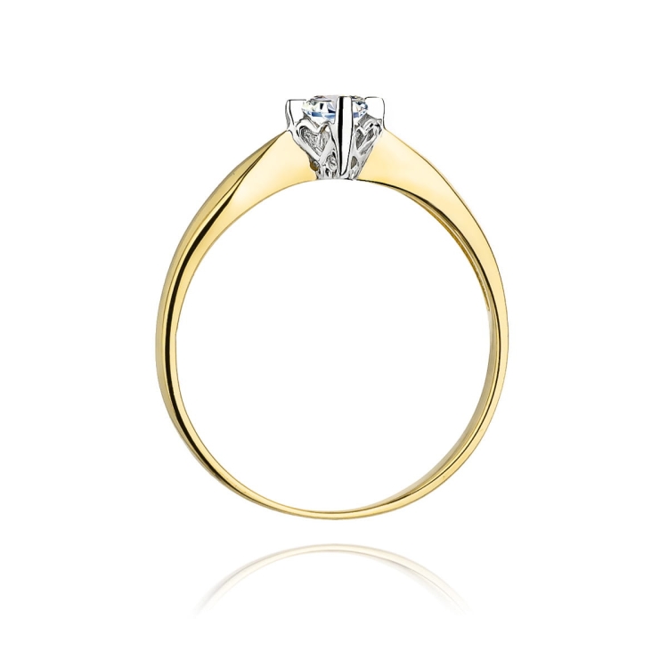 Pierścionek zaręczynowy z żółtego złota z diamentem 0,12ct Fire Of Love  BW-171