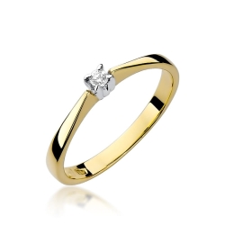 Pierścionek zaręczynowy z żółtego złota z diamentem 0,03ct Fire Of Love BW-175