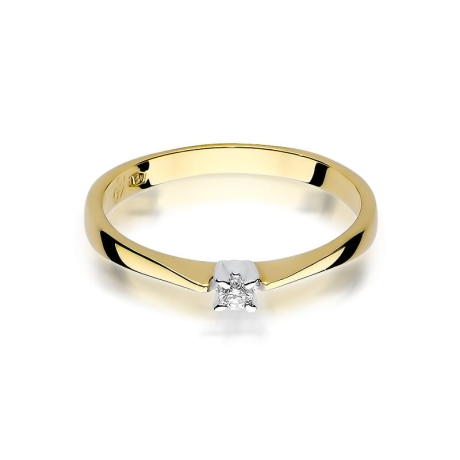 Przejdź do produktu Pierścionek zaręczynowy z żółtego złota z diamentem 0,03ct Fire Of Love