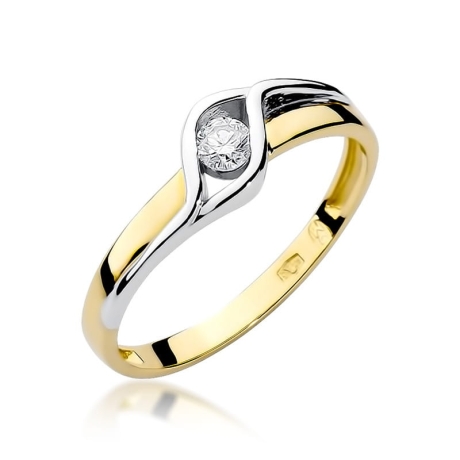 Przejdź do produktu Pierścionek zaręczynowy z żółtego złota z diamentem 0,10ct Fire Of Love 
