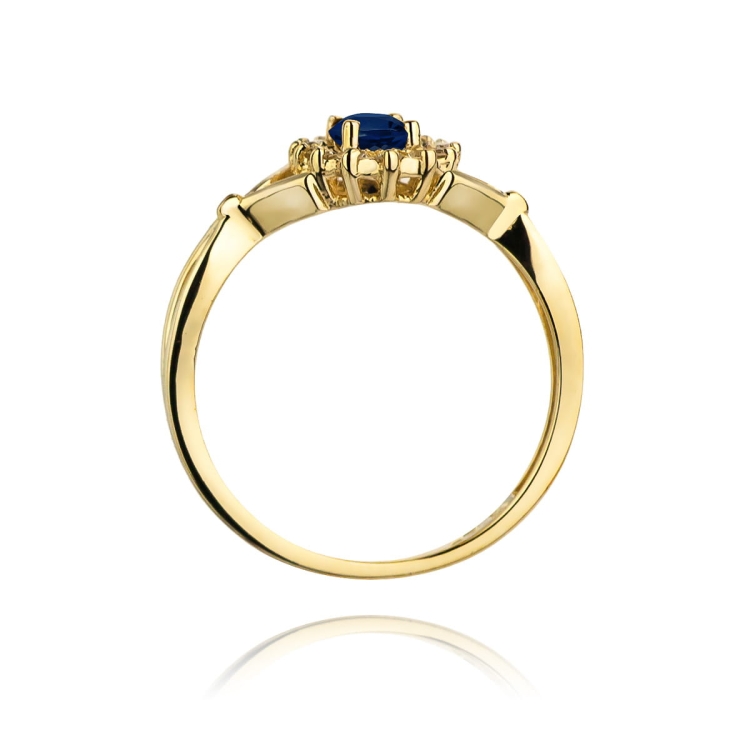 Pierścionek zaręczynowy z żółtego złota z szafirem i diamentami 0,12ct Fire Of Love BW-182-szafir-0,70ct