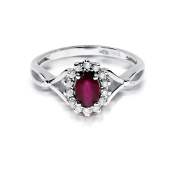 Pierścionek zaręczynowy z białego złota z rubinem i diamentami 0,12ct Fire Of Love BW-182-rubin-0,60ct-b