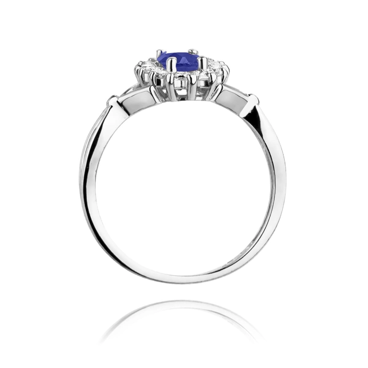 Pierścionek zaręczynowy z białego złota z tanzanitem i diamentami 0,28ct Fire Of Love BW-182-tanzanit-0,70ct-b