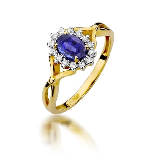 Pierścionek zaręczynowy z żółtego złota z tanzanitem i diamentami 0,12ct Fire Of Love  BW-182-tanzanit-0,40ct