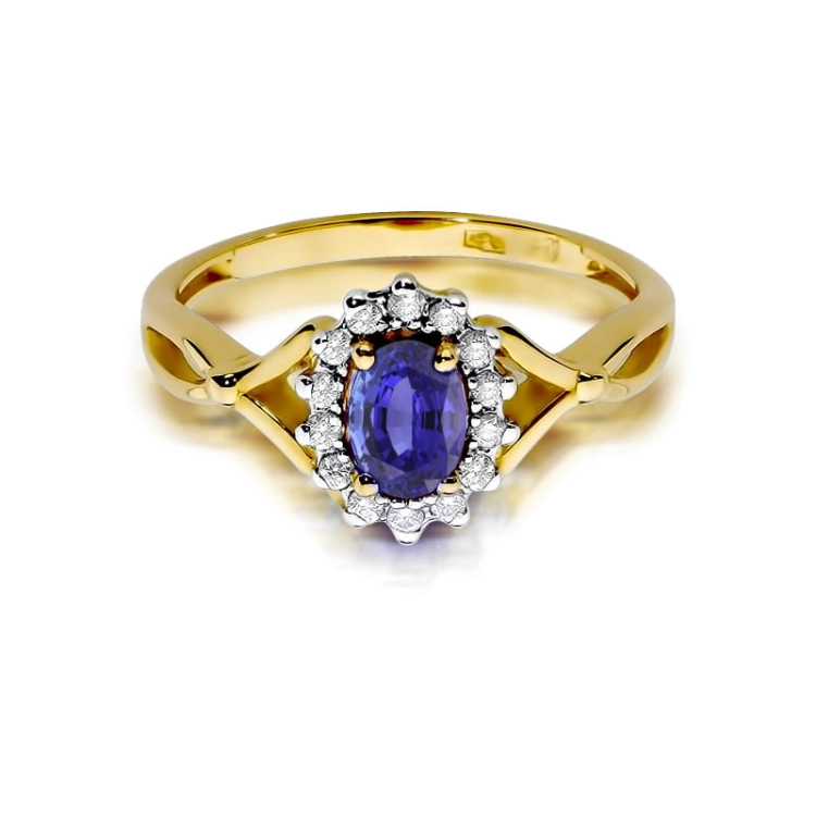 Pierścionek zaręczynowy z żółtego złota z tanzanitem i diamentami 0,12ct Fire Of Love  BW-182-tanzanit-0,40ct