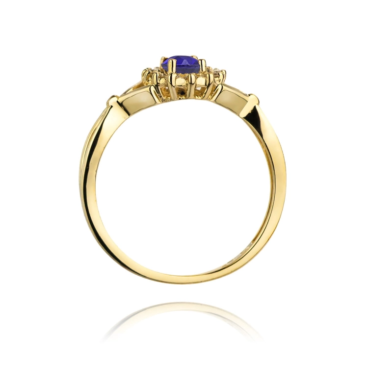 Pierścionek zaręczynowy z żółtego złota z tanzanitem i diamentami 0,12ct Fire Of Love  BW-182-tanzanit-0,40ct