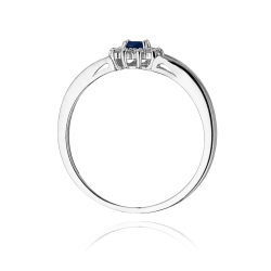 Pierścionek zaręczynowy z białego złota z szafirem i diamentami 0,09ct Fire Of Love BW-185-szafir-b