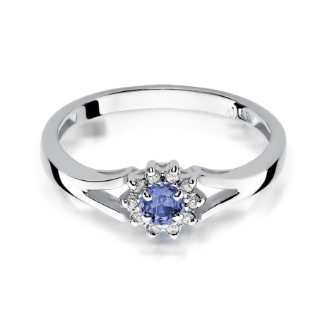 Przejdź do produktu Pierścionek zaręczynowy z białego złota z tanzanitem i diamentami 0,09ct Fire Of Love