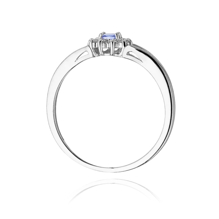 Pierścionek zaręczynowy z białego złota z tanzanitem i diamentami 0,09ct Fire Of Love BW-185-tanzanit-b
