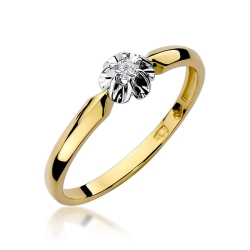 Pierścionek zaręczynowy z żółtego złota z diamentem 0,04ct Fire Of Love BW-187