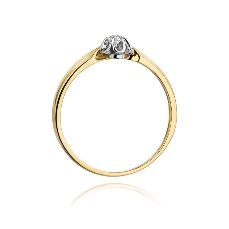 Pierścionek zaręczynowy z żółtego złota z diamentem 0,04ct Fire Of Love BW-187