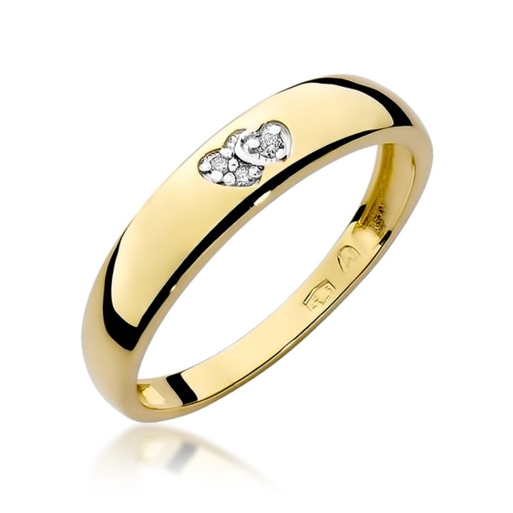 Pierścionek zaręczynowy z żółtego złota z diamentami 0,02ct Fire Of Love BW-189