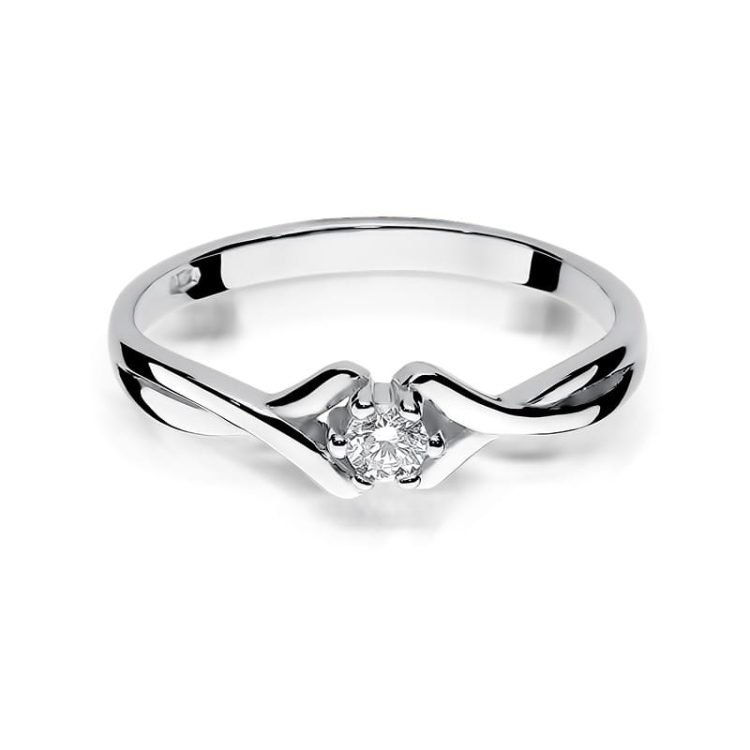 Pierścionek zaręczynowy z białego złota z diamentem 0,10ct Fire Of Love BW-190-0,10ct-b