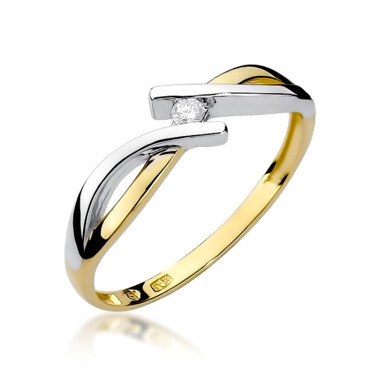 Pierścionek zaręczynowy z żółtego złota z diamentem 0,04ct Fire Of Love BW-191-0,04ct