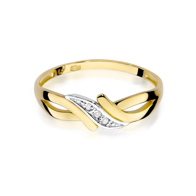 Pierścionek zaręczynowy z żółtego złota z diamentami 0,02ct Fire Of Love BW-192