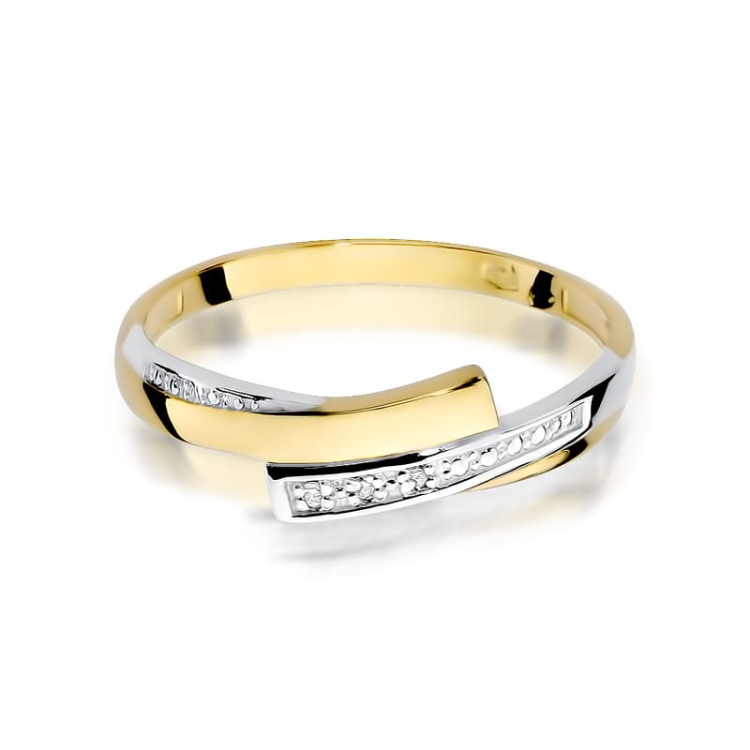 Pierścionek zaręczynowy z żółtego złota z diamentami 0,02ct Fire Of Love BW-196