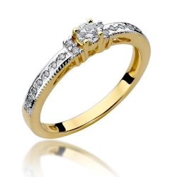 Pierścionek zaręczynowy z żółtego złota z diamentami 0,24ct Fire Of Love BW-201
