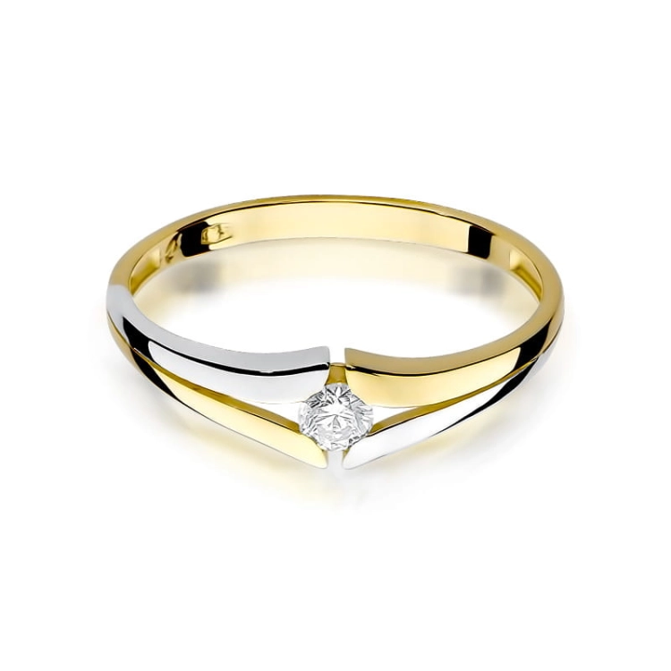 Pierścionek zaręczynowy z żółtego złota z diamentem 0,10ct Fire Of Love BW-207-0,10ct