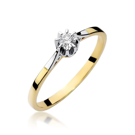 Przejdź do produktu Pierścionek zaręczynowy z żółtego złota z diamentem 0,08ct Fire Of Love
