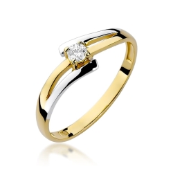 Pierścionek zaręczynowy z żółtego złota z diamentem 0,08ct Fire Of Love BW-210-0,08ct