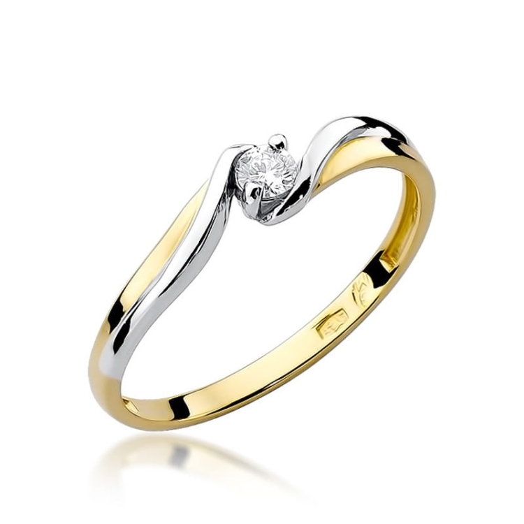 Pierścionek zaręczynowy z żółtego złota z diamentem 0,08ct Fire Of Love BW-211-0,08ct
