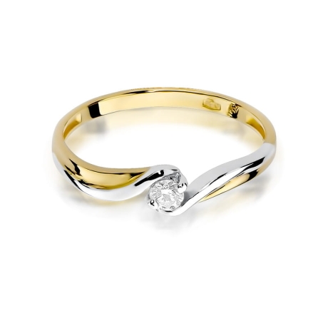 Przejdź do produktu Pierścionek zaręczynowy z żółtego złota z diamentem 0,08ct Fire Of Love