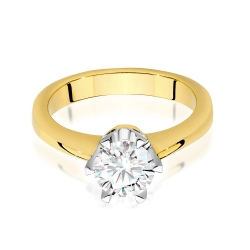Pierścionek zaręczynowy z żółtego złota z diamentem 1,00ct Fire Of Love BW-220B-1ct